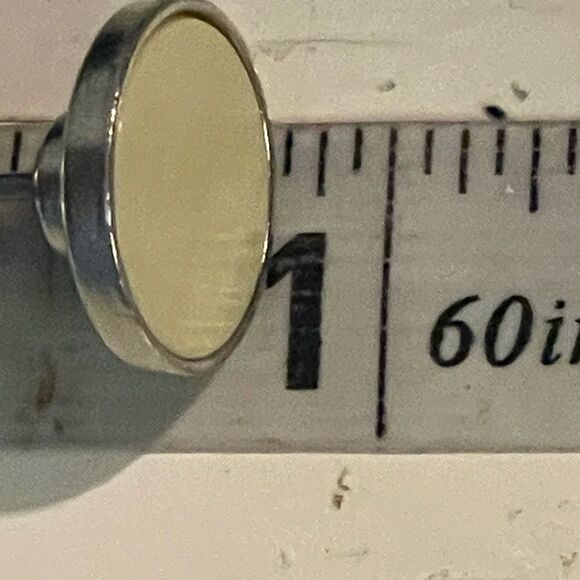 Antique-1910-30-Art Deco round silver tone cream color celluloid snap cuff links - Picture 9 of 11